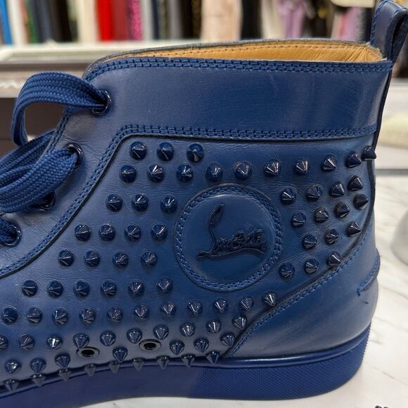 Christian Louboutin Blue Spiked Athletic Shoes - Picture 4 of 9